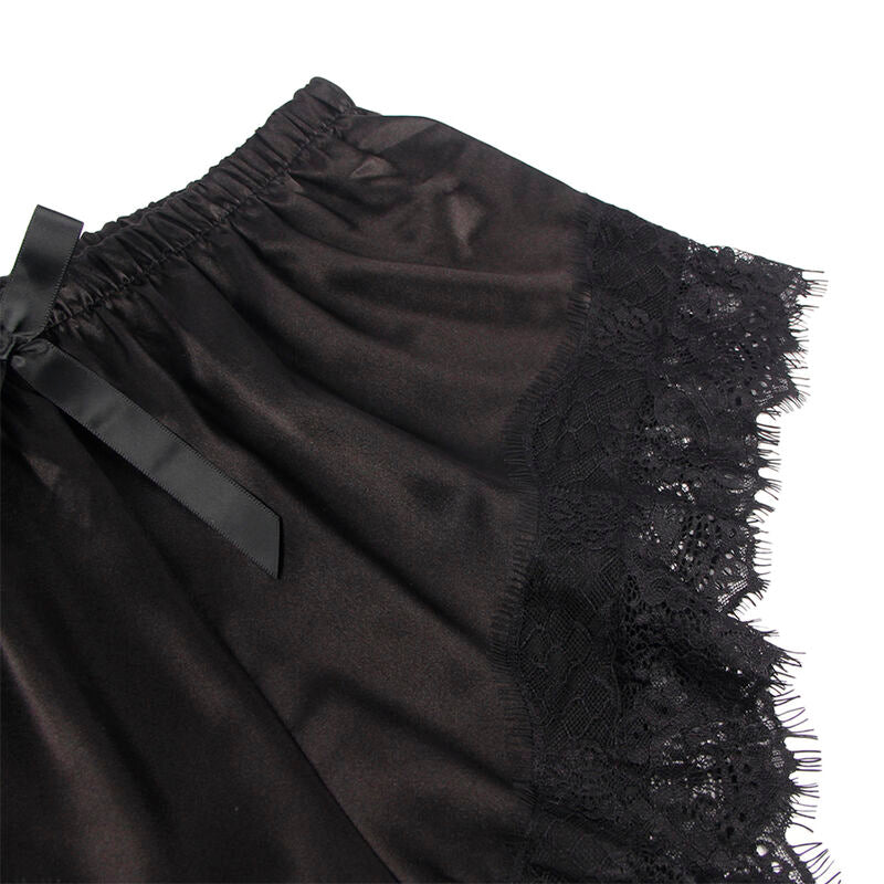 Chemise de nuit décontractée aspect satiné + pantalon en dentelle noir — 953935 — vue 6