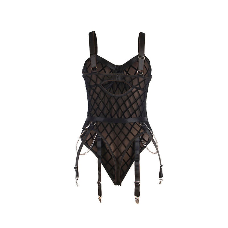 Body avec chaînes + porte-jarretelles noir — 954260 — vue 6