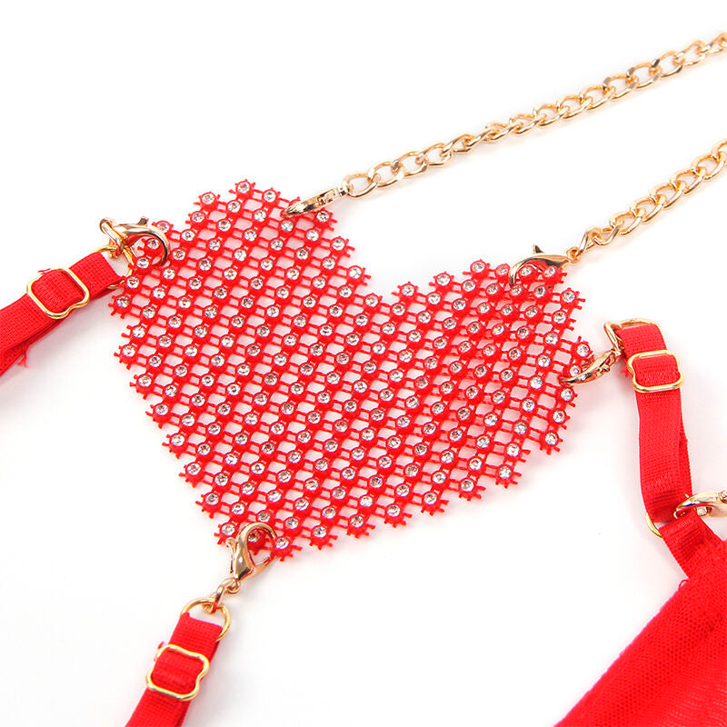 Ensemble soutien-gorge avec chaînes et coeur en maille rouge — 955526 — vue 5