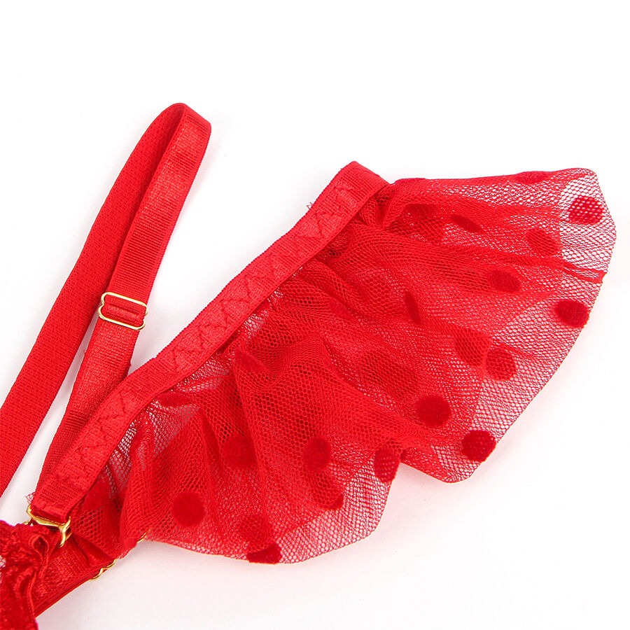 Ensemble soutien-gorge et jarretelle en dentelle rouge — 957513 — vue 5