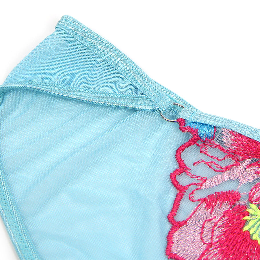 Ensemble soutien-gorge et porte-jarretelles brodé fleurs rose — 957650 — vue 19