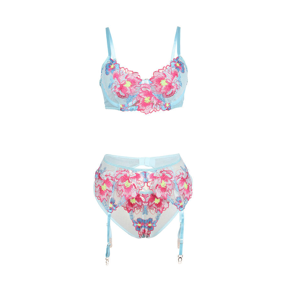 Ensemble soutien-gorge et porte-jarretelles brodé fleurs rose — 957650 — vue 17