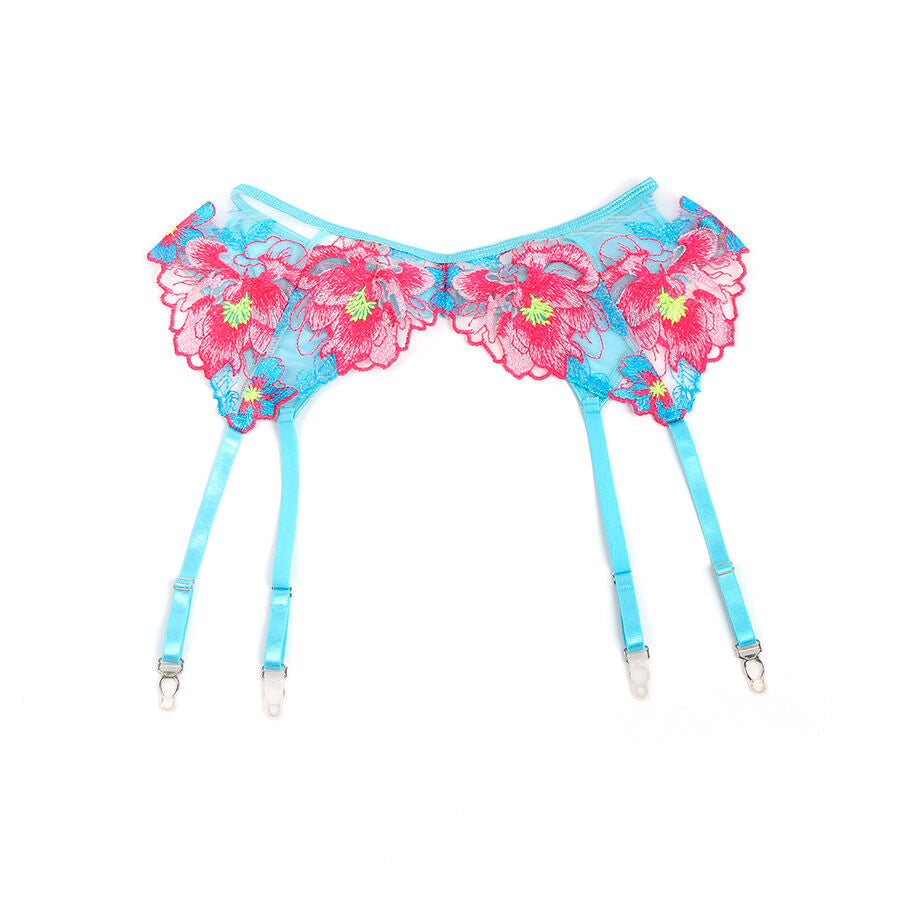 Ensemble soutien-gorge et porte-jarretelles brodé fleurs rose — 957650 — vue 20