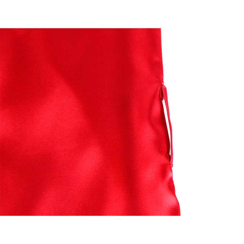 Caraco dos transparent en dentelle + string rouge/noir — 954017 — vue 8