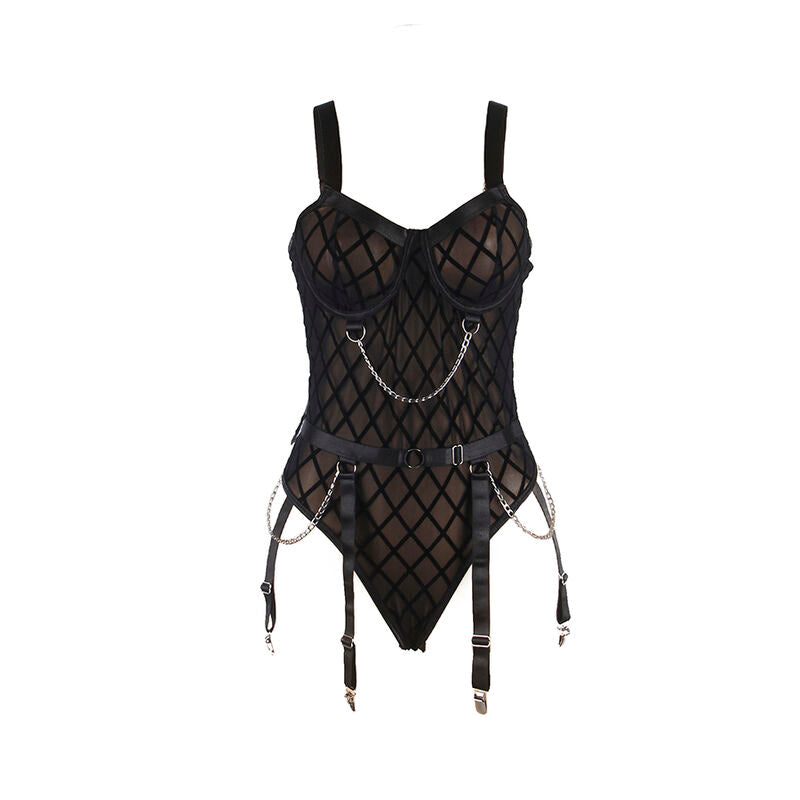 Body avec chaînes + porte-jarretelles noir — 954260 — vue 5