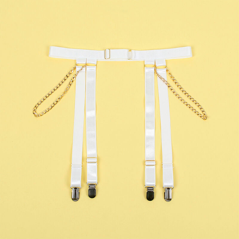 Body avec chaînes + porte-jarretelles blanc — 954291 — vue 9