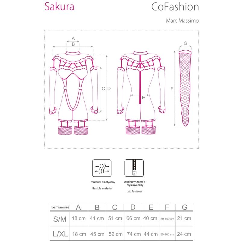 Combinaison sakura CF90357 + gants longs + porte-jarretelles noir — vue 4