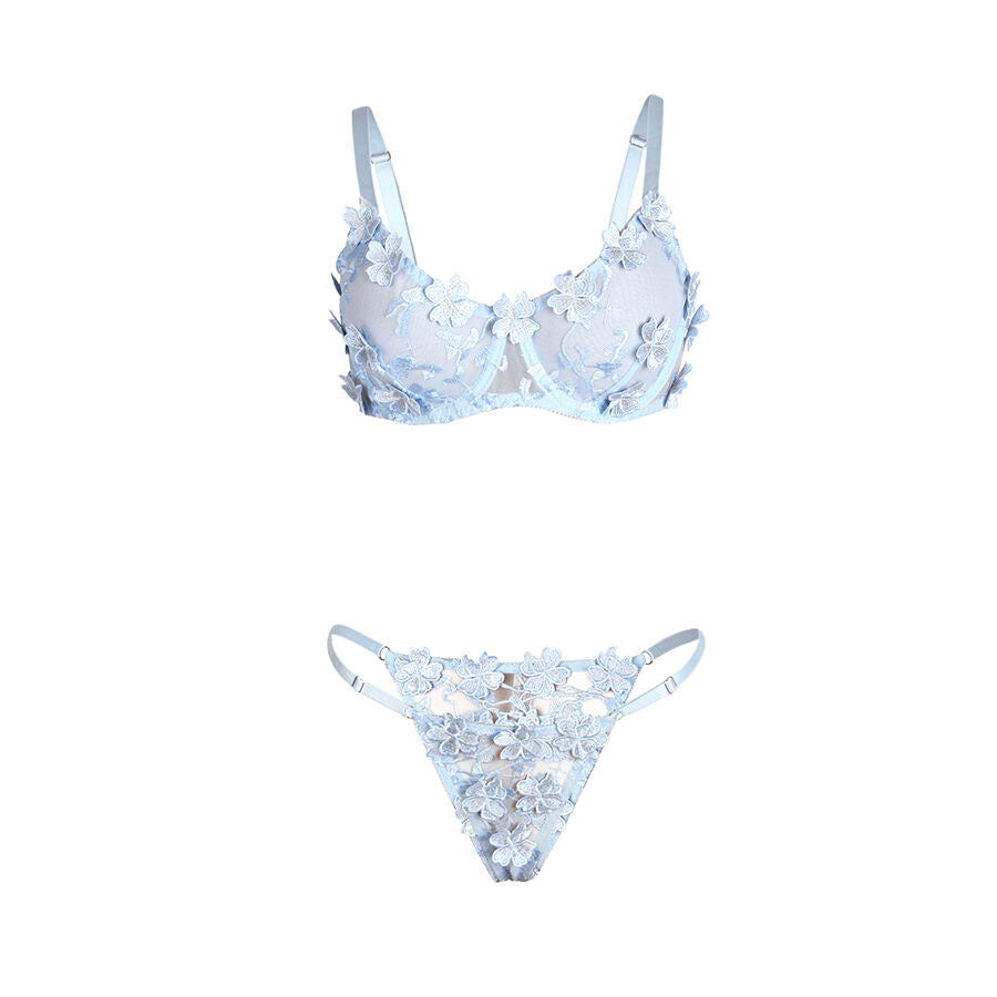 Ensemble brodé de fleurs bleu ciel — 957636 — vue 5