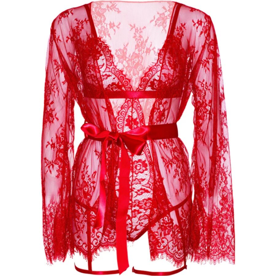 Ensemble peignoir et porte-jarretelles rouge — 86123 — vue 14